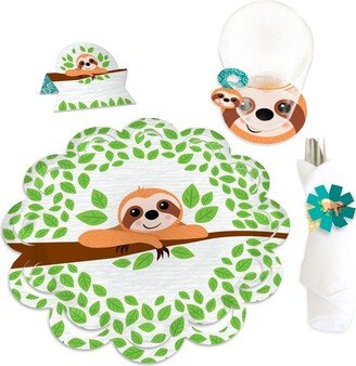 Big Dot of Happiness Let's Hang - Sloth - Baby Shower or Birthday Party Paper Charger & Table Decorations Chargerific Kit for 8