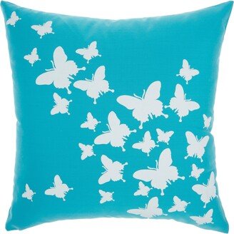 Mina Victory Raised Butterfly Outdoor Throw Pillow