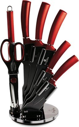 Berlinger Haus 8-Piece Knife Set w/ Acrylic Stand Burgundy Collection