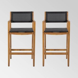 Fairfax 2pk Acacia Wood Bar Stools - Teak/Black