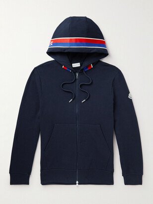 Webbing-Trimmed Stretch-Cotton Jersey Zip-Up Hoodie