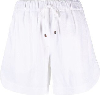 Side-Stripes Drawstring Linen Shorts