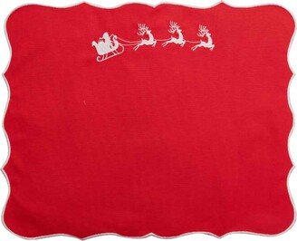 Km Home Collection Christmas Sleigh Embroidery Placemats Set Of 2