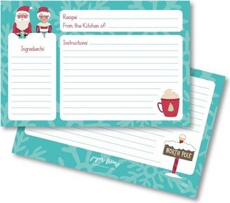 Paper Frenzy North Pole Santa and Mrs. Claus Christmas Holiday 4 x 6 Recipe Cards - 25 Pack