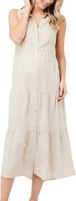 Maternity Tracy Button Down Tiered Dress