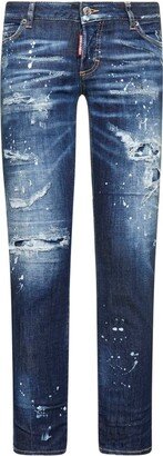 Distressed Paint Splatter Cropped Jeans