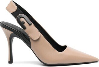 100mm Leather Slingback Pumps