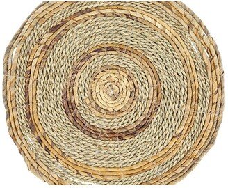 GINGER BIRCH STUDIO Round Brown Banana Leaf Wicker & Seagrass Placemats - Set of 4