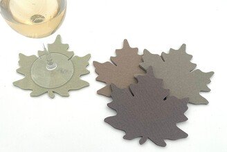 Wool Felt Maple Leaf Coasters in Soft, Muted Colors Thanksgiving Table Decor 5mm Thick Coaster Set