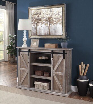 RASOO Farmhouse Style 48 TV Stand With 2 Sliding Barn Doors, 9 Compartments