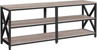 Vintage TV Stand for TV up to 70 Inches 3-Tier TV Console Table, Gray