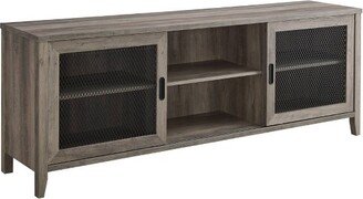 Industrial Transitional Sliding Mesh Door Console TV Stand for TVs up to 80 Gray - Saracina Home