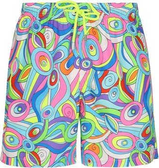 All-Over Printed Drawstring Swim Shorts-AW