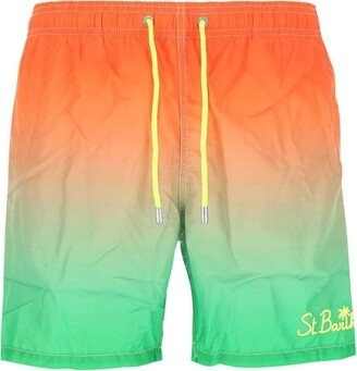 Tie-Dyed Drawstring Swim Shorts-AA