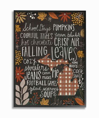 Michigan Fall Typography Framed Giclee Art, 11 x 14