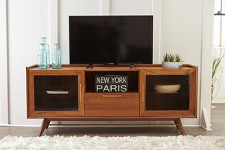 Rye Studio Waldorf Walnut Mid Century Modern Media TV Cabinet