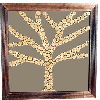 Framed Wood Slice Family Tree