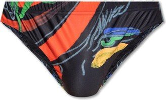 Graphic Printed Swim Briefs-AA