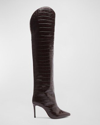 Maryana Croco Over-The-Knee Boots