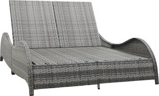 Double Sun Lounger with Cushion Poly Rattan Anthracite