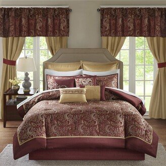 Gracie Mills Brystol 24 Piece Room in a Bag Comforter set, Red - Queen