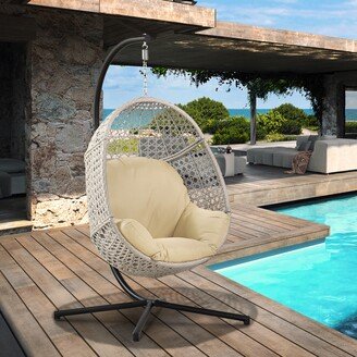 BESTCOSTY Hanging Egg Chair with Stand and UV Resistant Cushion