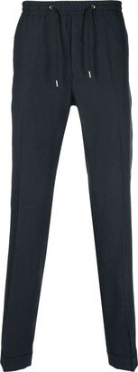 Drawstring-Waistband Slim-Cut Linen Trousers