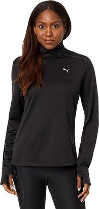 Micro Fleece Run 1/2 Zip Black) Women's Clothing