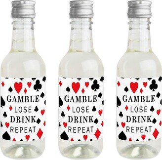 Big Dot Of Happiness Las Vegas - Mini Wine Bottle Label Stickers - Casino Party Favor Gift - 16 Ct