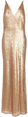 sequined V-neck bridesmaid dress