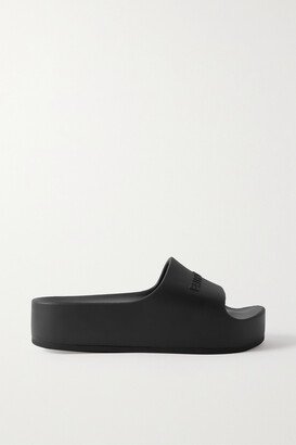 Mono Logo-embossed Rubber Platform Slides - Black