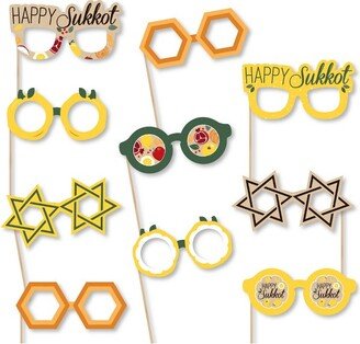 Big Dot of Happiness Sukkot Glasses - Paper Card Stock Sukkah Holiday Photo Booth Props Kit - 10 Count