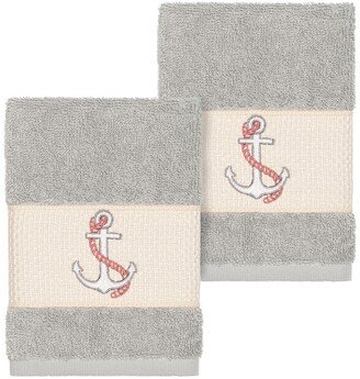 Easton Embellished Washcloth - Set of 2 - Light Grey