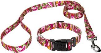 Country Brook Petz Pink Paisley Deluxe Collar and Leash (1 Inch, Medium)