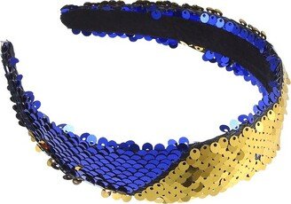 Unique Bargains Women's Sparkle Sequins Headbands Blue Yellow 1 Pc