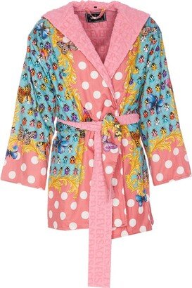 Baroque-Printed Belted Bathrobe