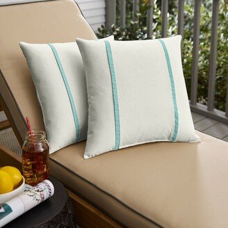 Humble and Haute Sunbrella Canvas Natural /Canvas Aruba Indoor/ Outdoor Pillows, Set of 2