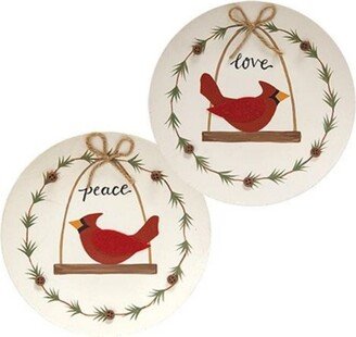 Peace & Love Cardinal Plate 2 Asstd. - 7.25 in diameter by .5 deep