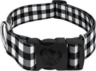 Country Brook Petz 1 1/2 Inch Deluxe Black & White Buffalo Plaid Dog Collar (Medium)