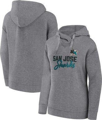 Women's Branded Heather Gray San Jose Sharks Script Favorite Pullover Hoodie