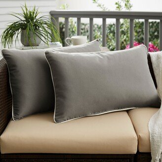 Humble + Haute Sunbrella Canvas Charcoal/ Canvas Natural Indoor/ Outdoor Pillow Set