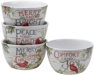 Evergreen Christmas 4 Piece Ice Cream Bowl