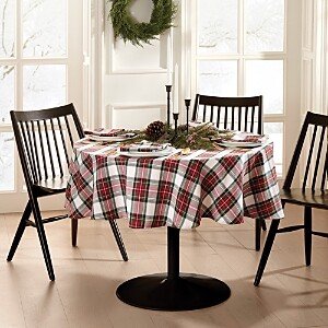 Christmas Classic Holiday Plaid Cotton Tablecloth, 70 Round