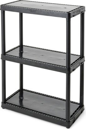 3 Shelf Fixed Height Solid Light Duty Resin Storage Unit, Black