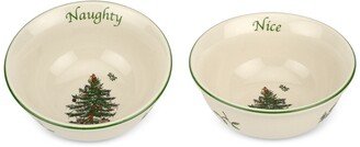 Christmas Tree Naughty and Nice Dip Bowl Set - Green/multi