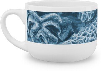 Mugs: Coral All Over In Sea Blue Latte Mug, White, 25Oz, Blue