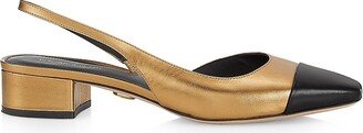 Cecile 30MM Metallic Leather Slingback Pumps