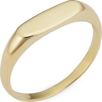 Oradina 14K Yellow Solid Gold Florence Linear Signet Ring