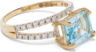 14kt yellow gold Point of Focus diamond and topaz ring