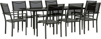 9 Piece Patio Dining Set Black Steel and Textilene - 78.7